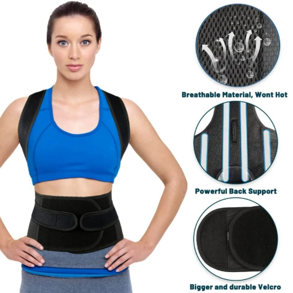 Corrector de postura — features transpirable y velcro