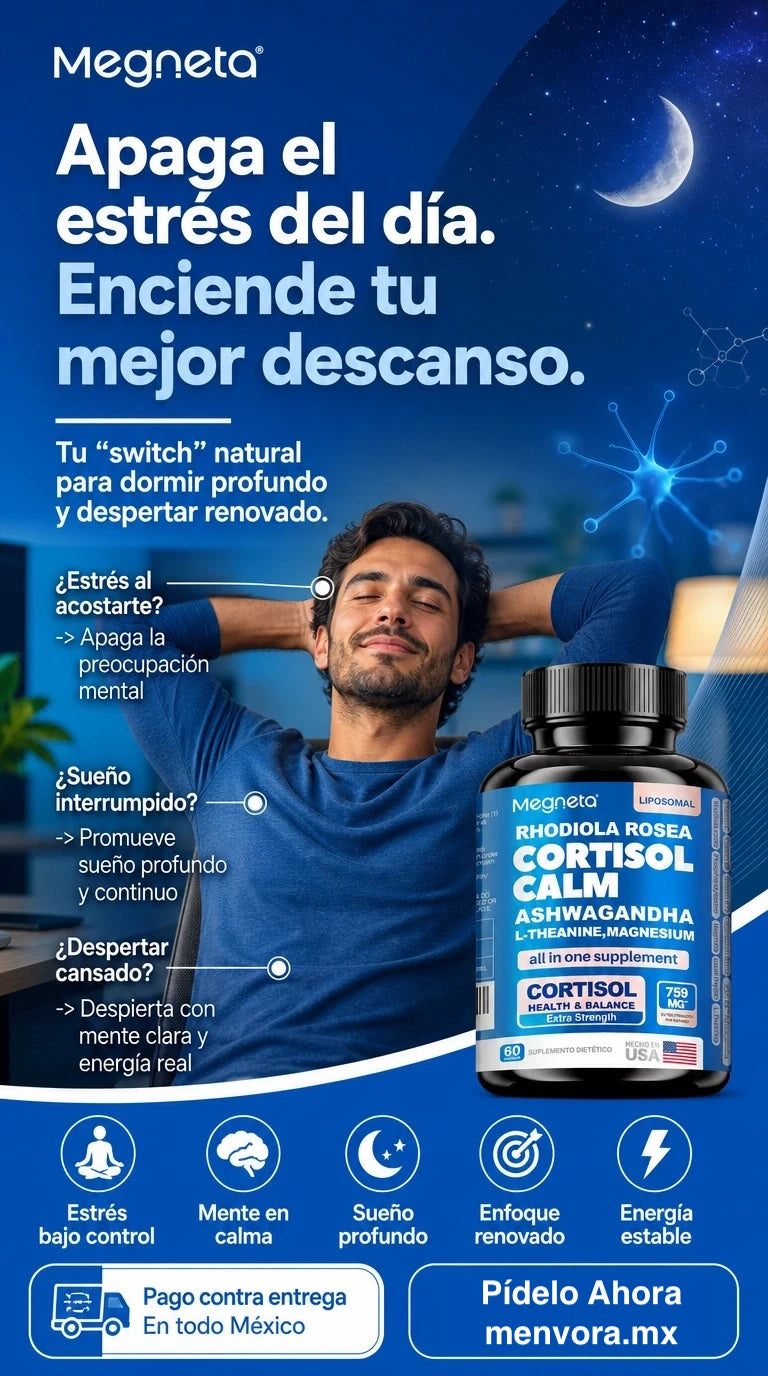 Suplemento Cortisol Calm – Fórmula 16 en 1 con Ashwagandha, Magnesio, L-Teanina & Rhodiola Rosea (60 Cápsulas)